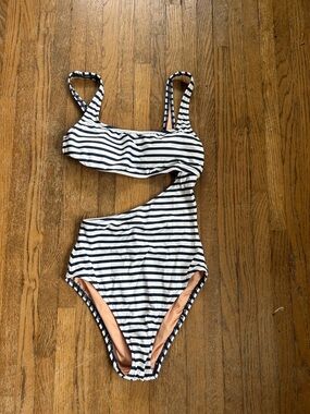 J. Crew Navy and White Striped Cutout One-Piece - Size 2 BNWT
